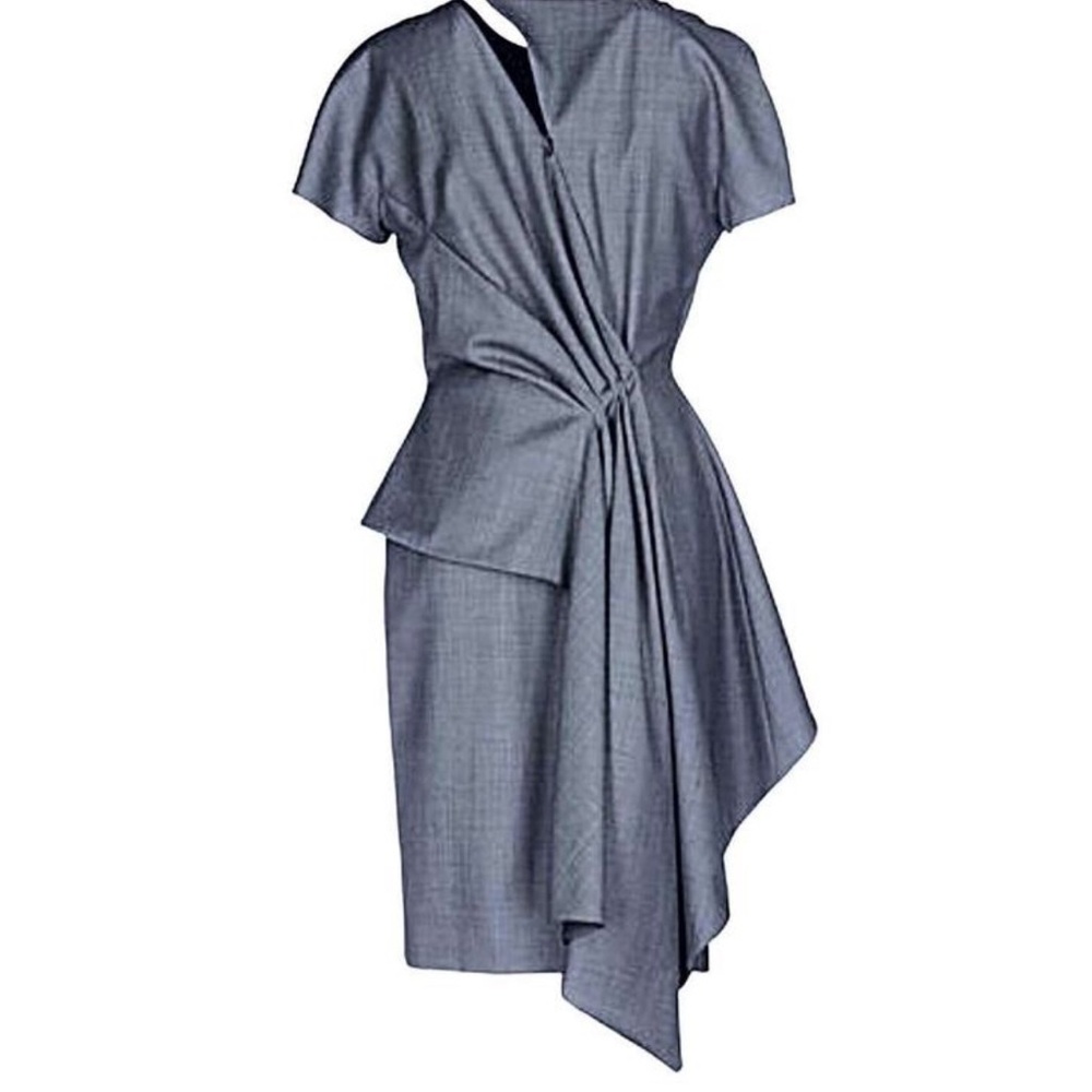 Gray pleated back slim dress S